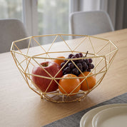 Geometrische Edelstahl-Obstschale im Modernen Gitterdesign - Obstkorb - Gold - Voldeva