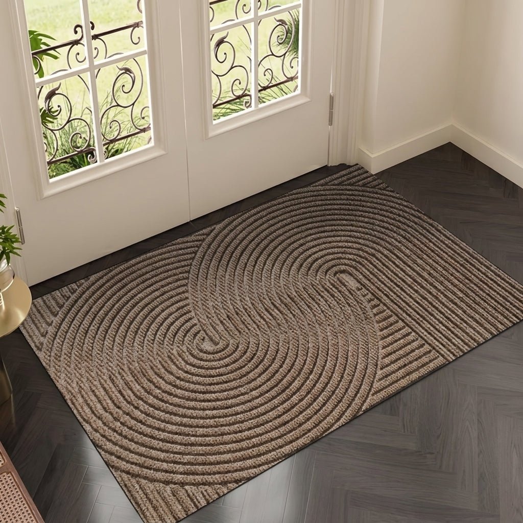 Geometrische Gestreifte Strukturierte Eingangsfußmatte - Fußmatte - Khaki - Voldeva