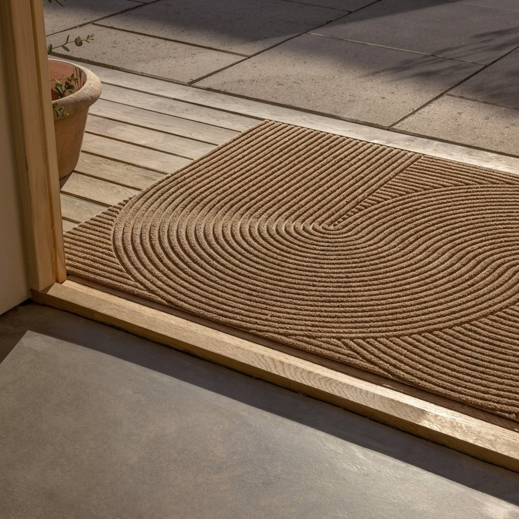Geometrische Gestreifte Strukturierte Eingangsfußmatte - Fußmatte - Khaki - Voldeva