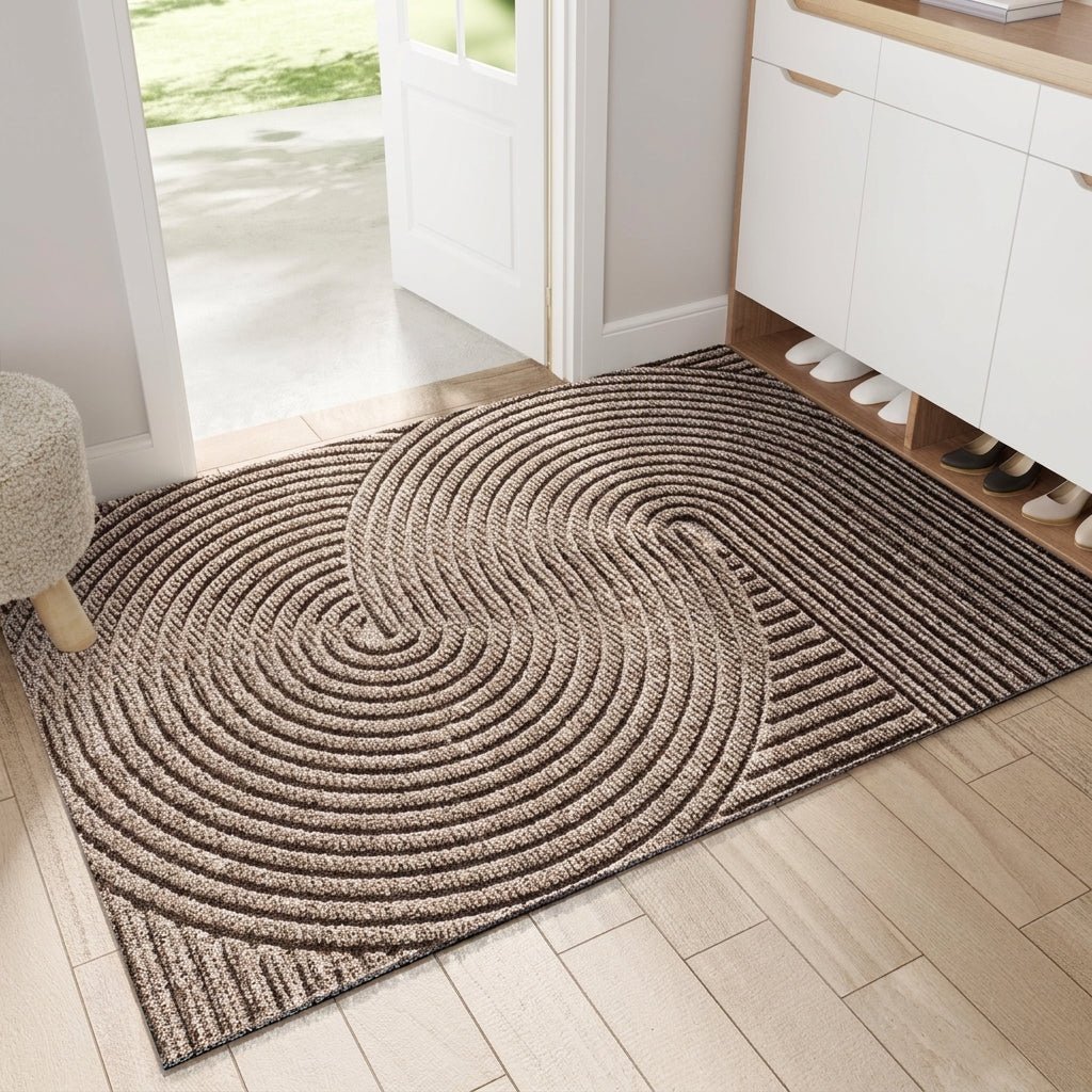 Geometrische Gestreifte Strukturierte Eingangsfußmatte - Fußmatte - Khaki - Voldeva