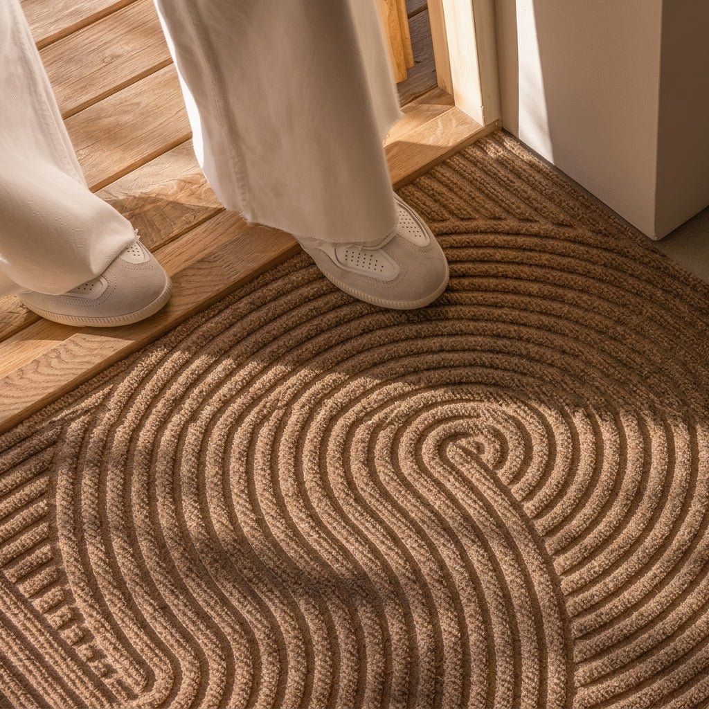 Geometrische Gestreifte Strukturierte Eingangsfußmatte - Fußmatte - Khaki - Voldeva