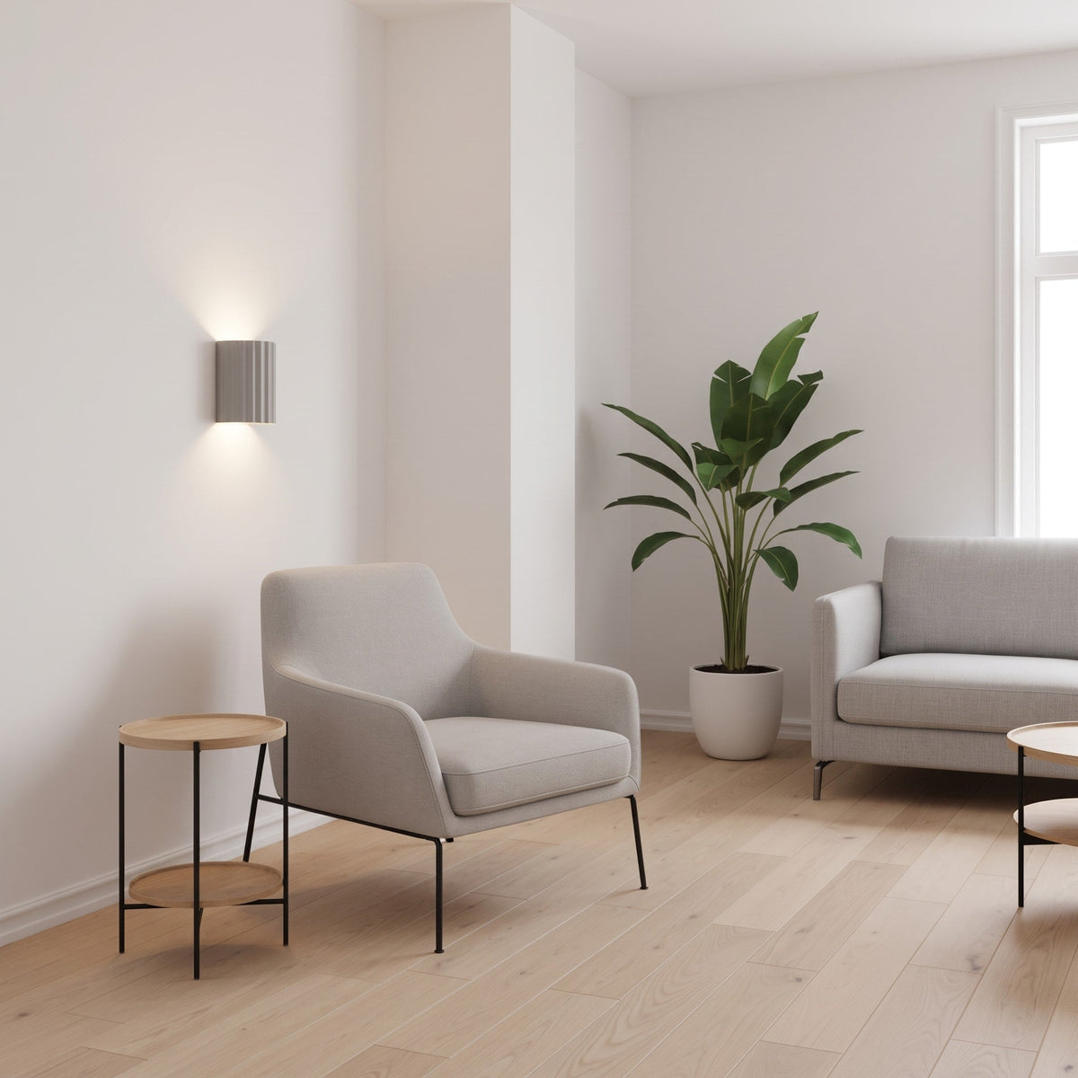 Geriffelte Wandleuchte mit gerippter Struktur im Säulendesign - Wall Light Fixtures - Weiß - Voldeva