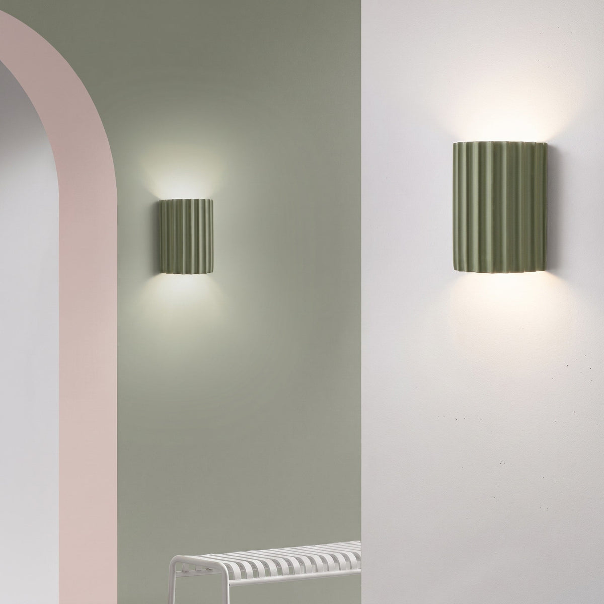 Geriffelte Wandleuchte mit gerippter Struktur im Säulendesign - Wall Light Fixtures - Grün - Voldeva