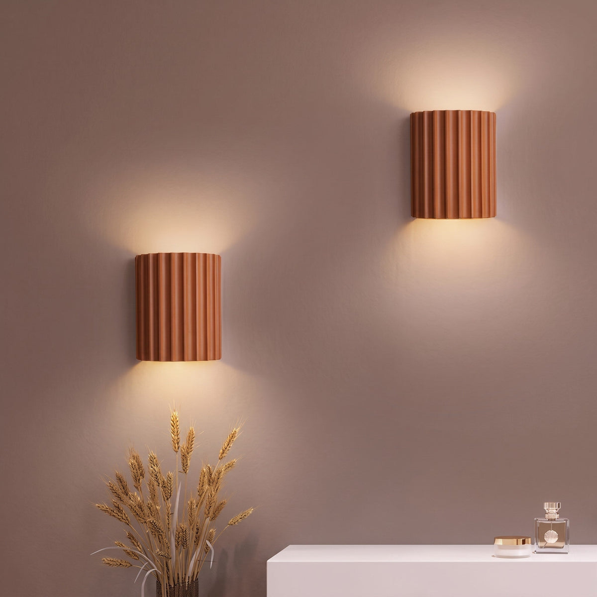 Geriffelte Wandleuchte mit gerippter Struktur im Säulendesign - Wall Light Fixtures - Orange - Voldeva