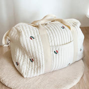 Gesteppte Reisetasche mit Stickdesign - Reisetasche - Kirsche - Voldeva