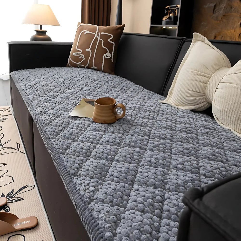 Gesteppter Sofaschoner Mit Rutschfestem Design Und Fleece - Struktur - Sofabezüge - Voldeva