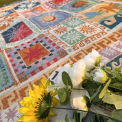 Gewebte Picknickdecke mit Boho - Patchwork - Muster und Fransen - Picknickdecke - 180x130 cm - Voldeva