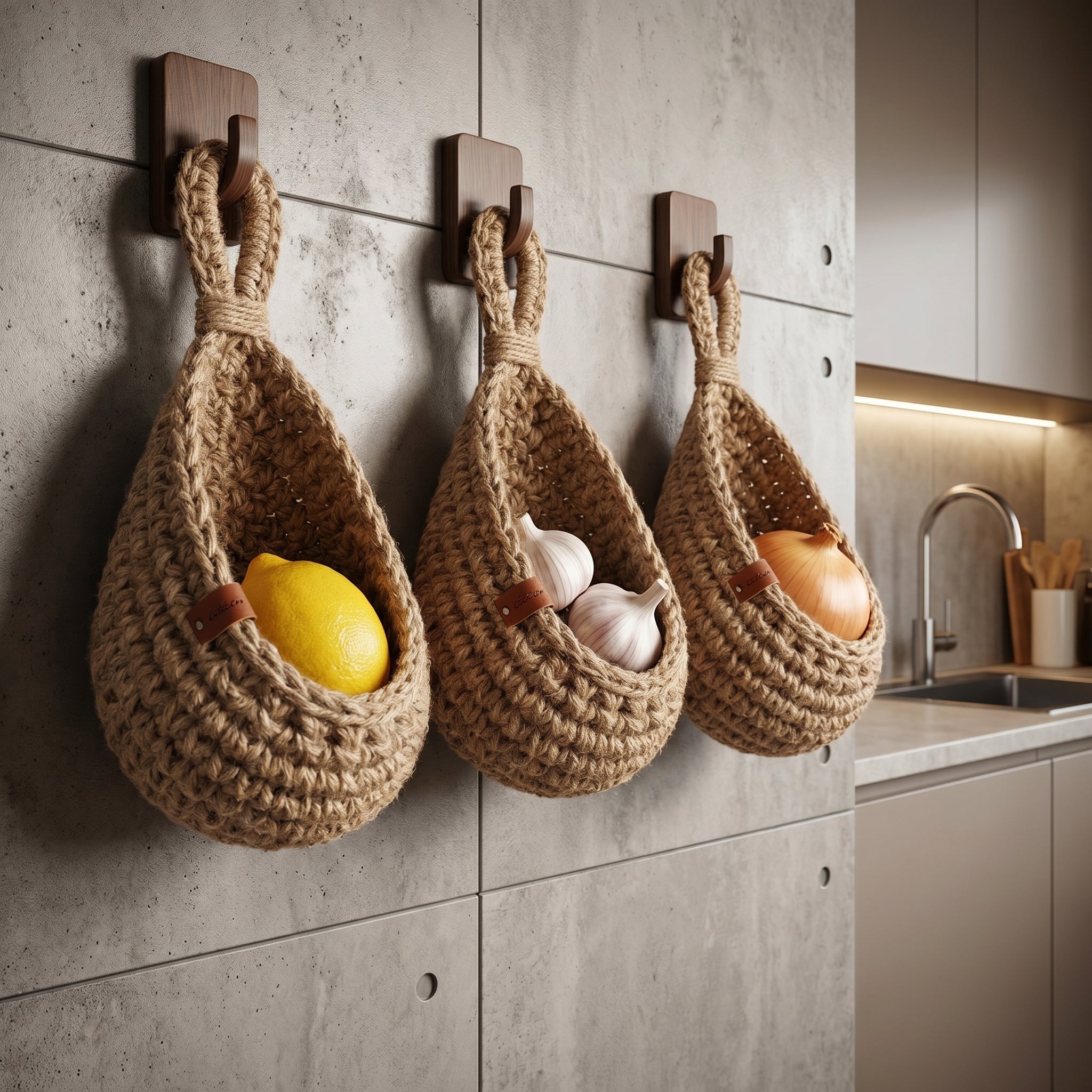 Gewebter Wandkorb für Obst und Gemüse - 21x21x23 cm - Voldeva