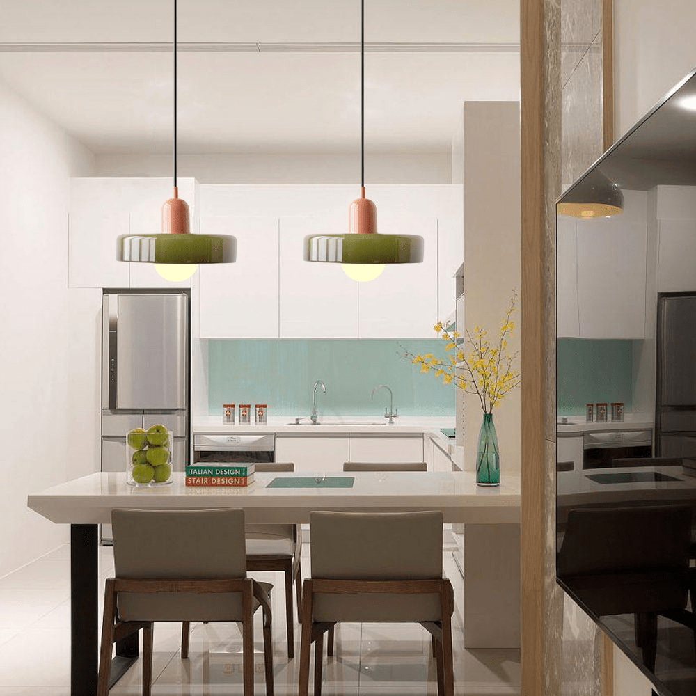 Glas Pendelleuchte mit Zweifarbigem Retro Design - Pendant Light Fixtures - Dunkelgrün - Voldeva