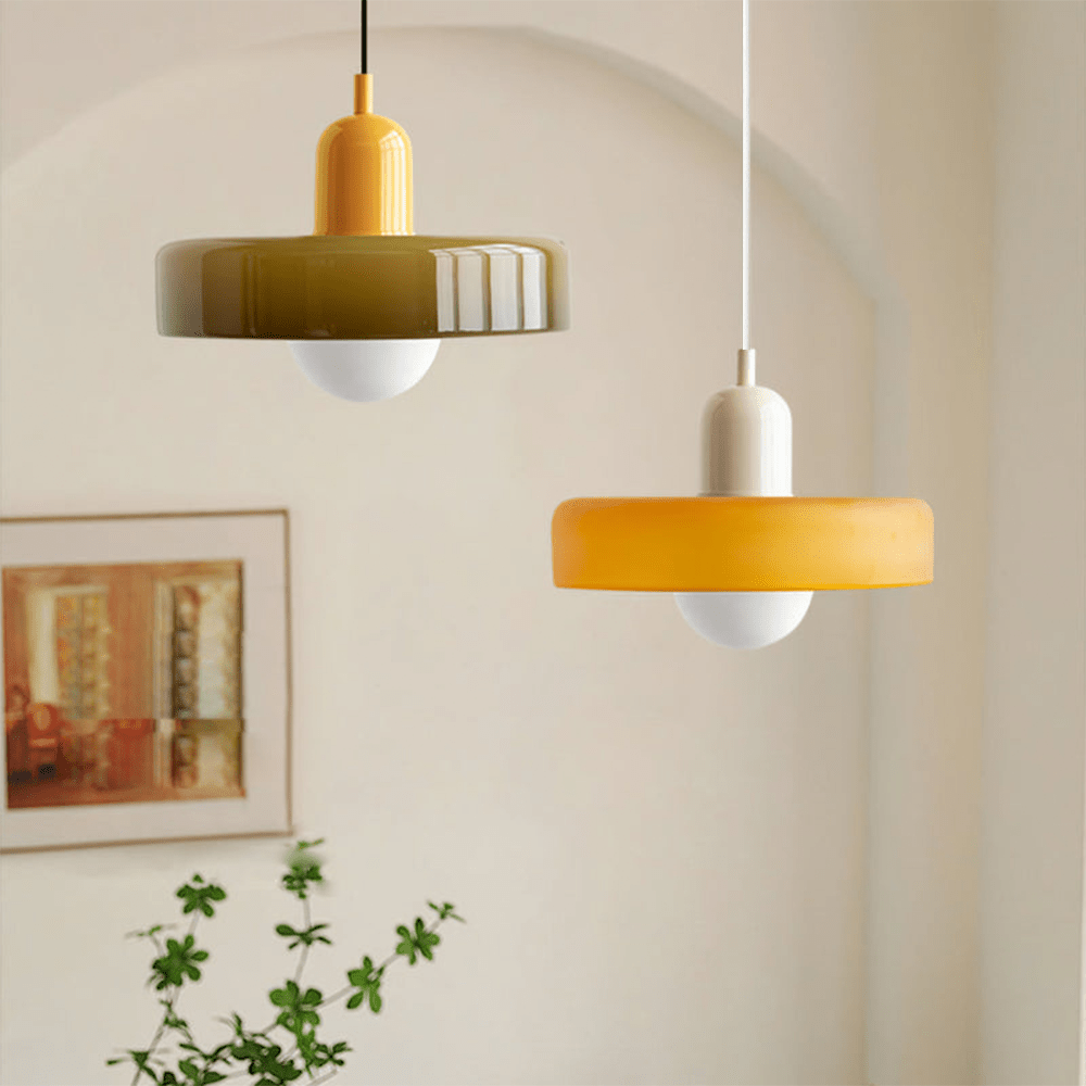 Glas Pendelleuchte mit Zweifarbigem Retro Design - Pendant Light Fixtures - Hellgrün - Voldeva