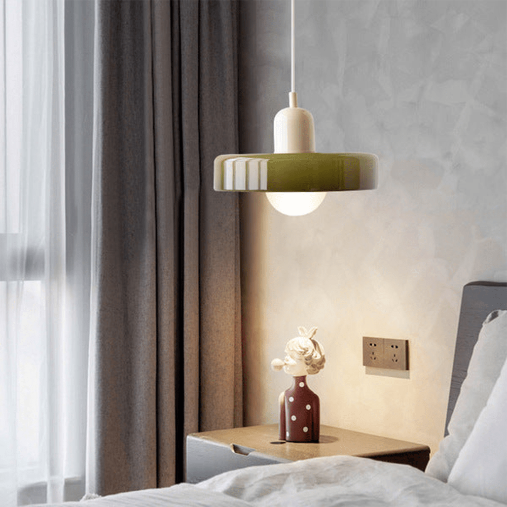 Glas Pendelleuchte mit Zweifarbigem Retro Design - Pendant Light Fixtures - Dunkelgrün - Voldeva
