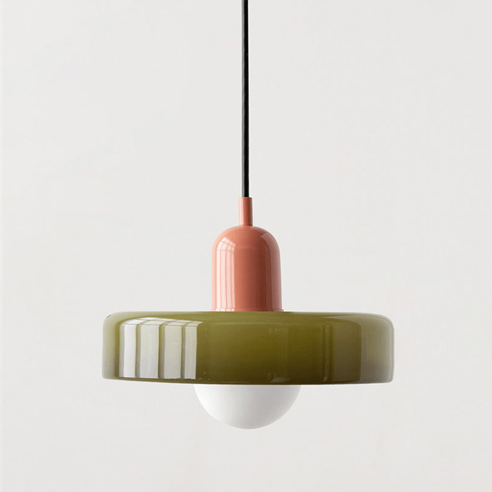 Glas Pendelleuchte mit Zweifarbigem Retro Design - Pendant Light Fixtures - Dunkelgrün - Voldeva