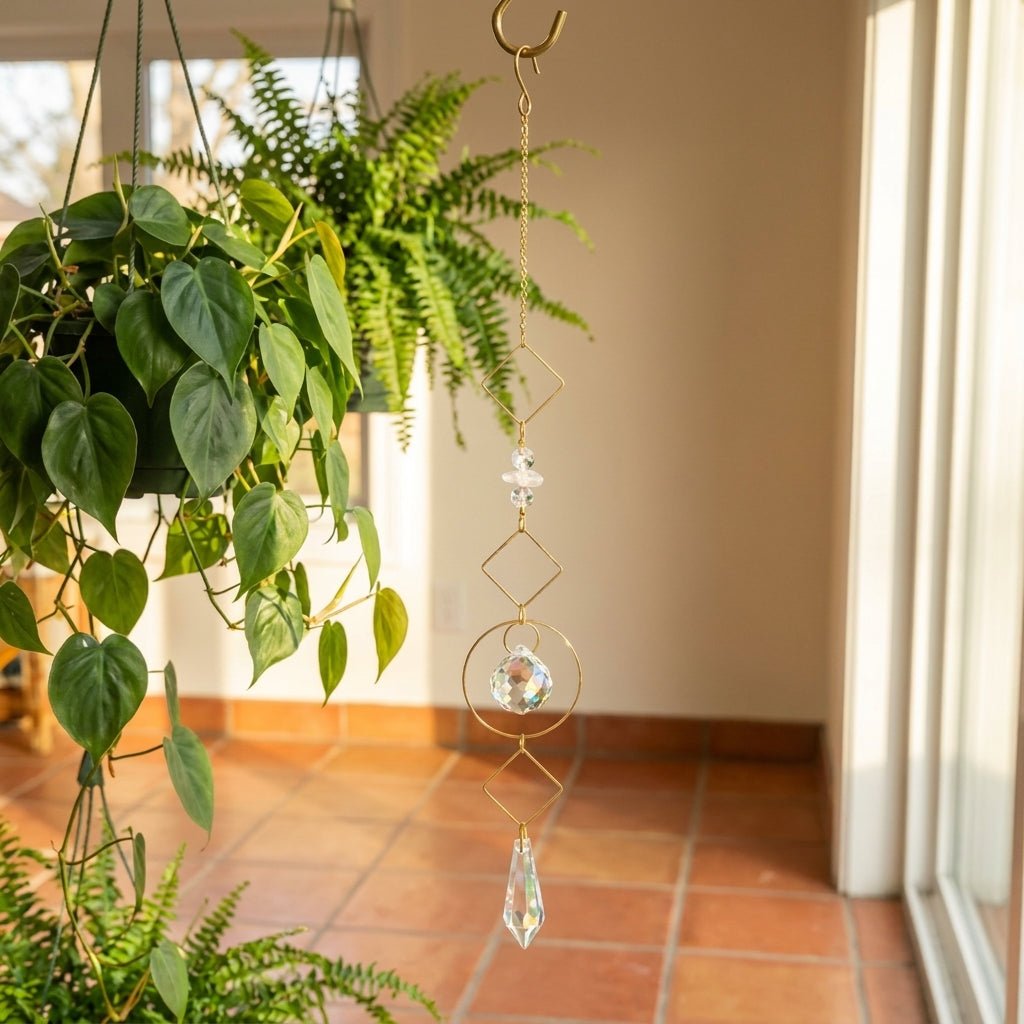 Hängender Kristall Suncatcher Mond und Sterne Design - Sonnenfänger - Gelassenheit - Voldeva