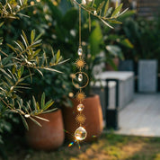 Hängender Kristall Suncatcher Mond und Sterne Design - Sonnenfänger - Gelassenheit - Voldeva