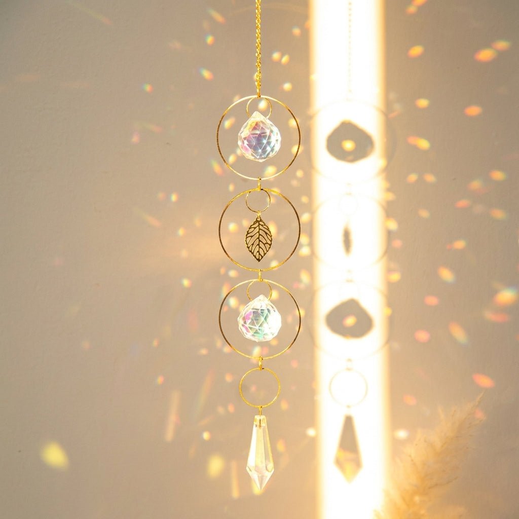 Hängender Kristall Suncatcher Mond und Sterne Design - Sonnenfänger - Aurora - Voldeva