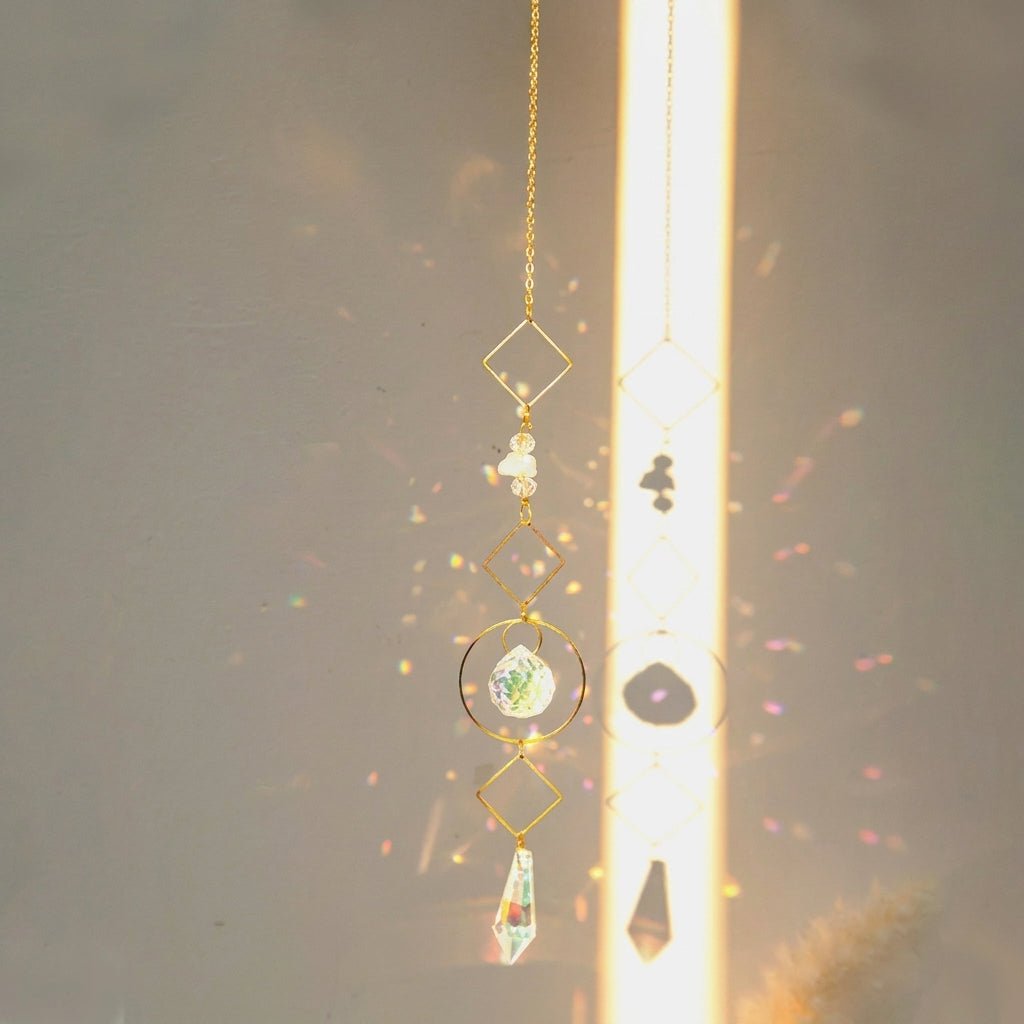 Hängender Kristall Suncatcher Mond und Sterne Design - Sonnenfänger - Strahlend - Voldeva