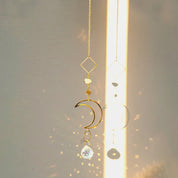 Hängender Kristall Suncatcher Mond und Sterne Design - Sonnenfänger - Himmlisch - Voldeva