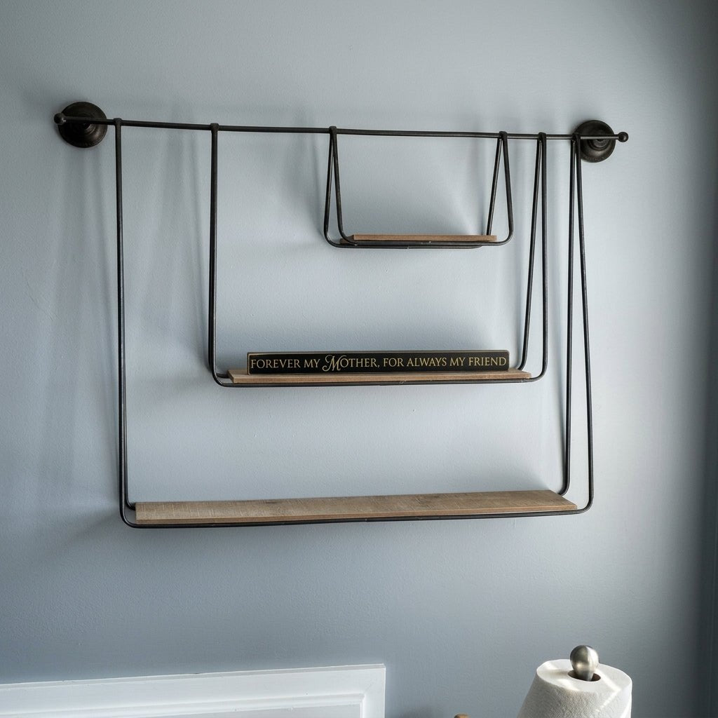 Hängeregal mit drei Ebenen aus Metall und Holz - Rack Wall Shelves & Ledges - Voldeva
