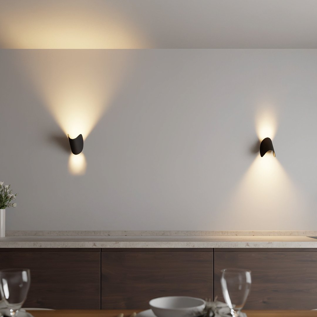 Halbmond LED Wandleuchte Schwarz Up-Down Lichteffekt Modernes Design - Wall Light Fixtures - Schwarz - Voldeva