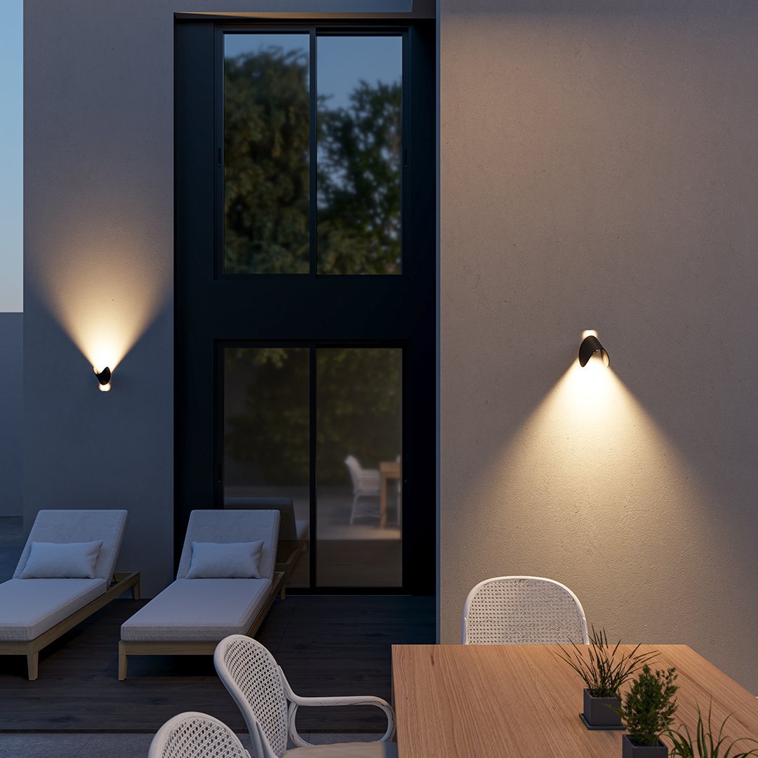Halbmond LED Wandleuchte Schwarz Up-Down Lichteffekt Modernes Design - Wall Light Fixtures - Schwarz - Voldeva