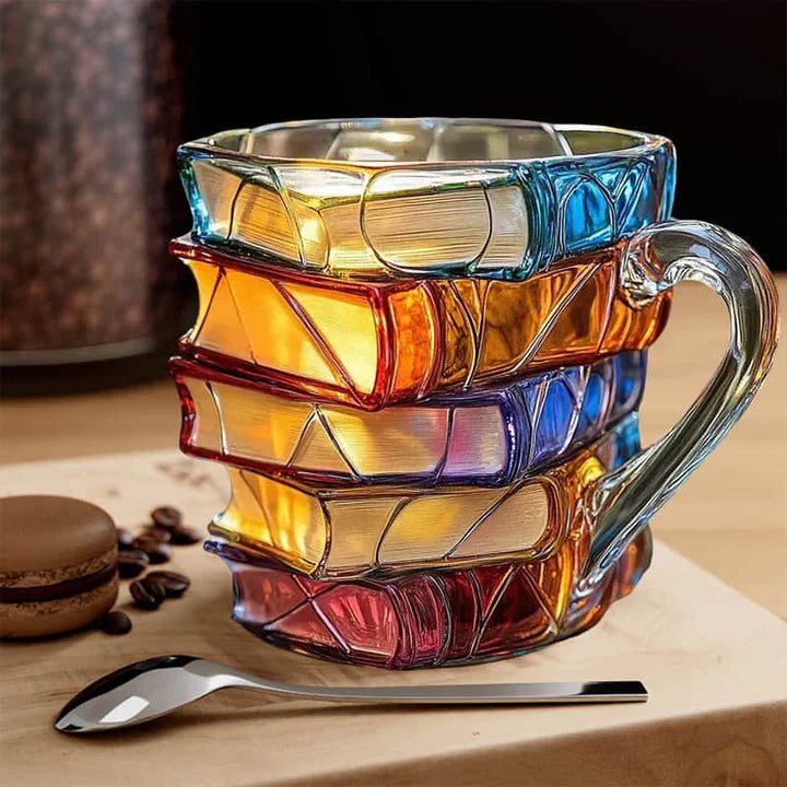 Handgefertigte 3D - Lesetassen aus Glas mit Buchmotiv - Tassen - Voldeva