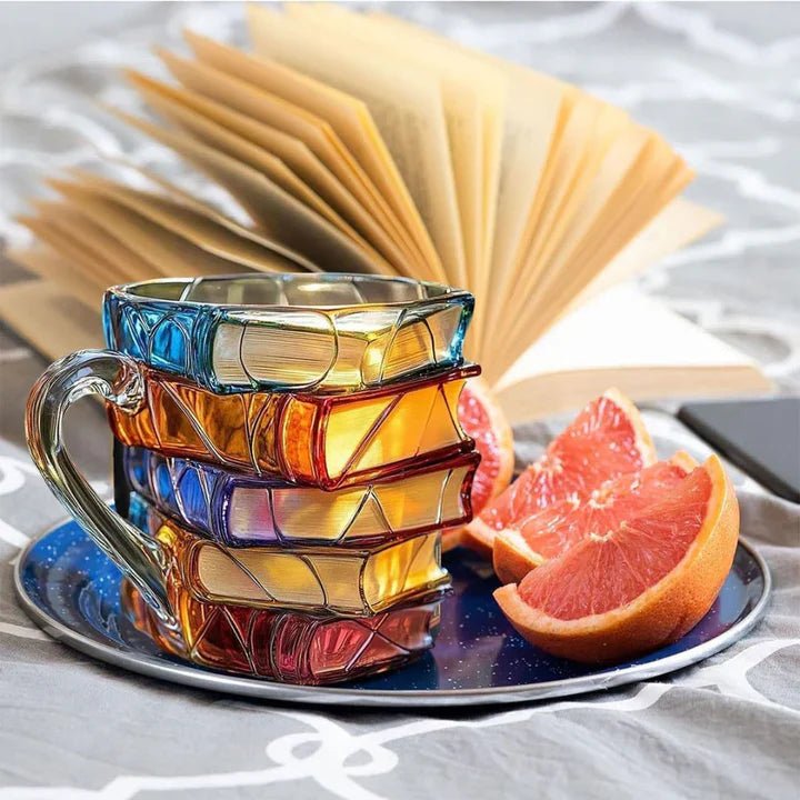 Handgefertigte 3D - Lesetassen aus Glas mit Buchmotiv - Tassen - Voldeva