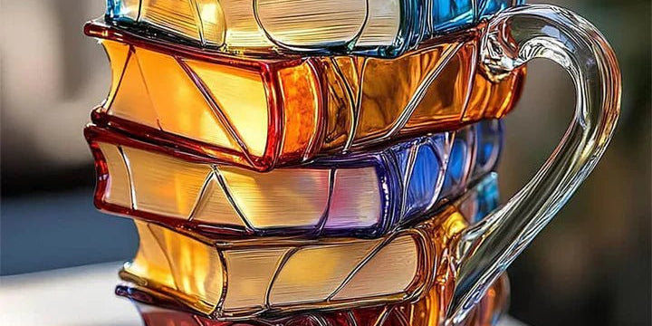 Handgefertigte 3D - Lesetassen aus Glas mit Buchmotiv - Tassen - Voldeva