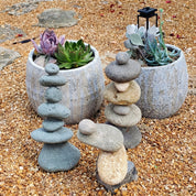 Handgefertigte Kalkstein Cairn Skulptur für Gartendekoration - Cairn - Gartenstatue - Voldeva