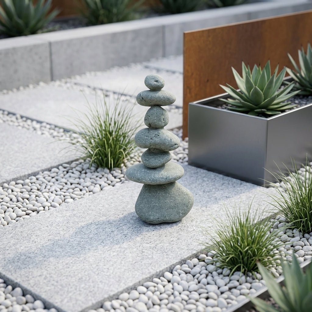 Handgefertigte Kalkstein Cairn Skulptur für Gartendekoration - Cairn - Gartenstatue - Voldeva