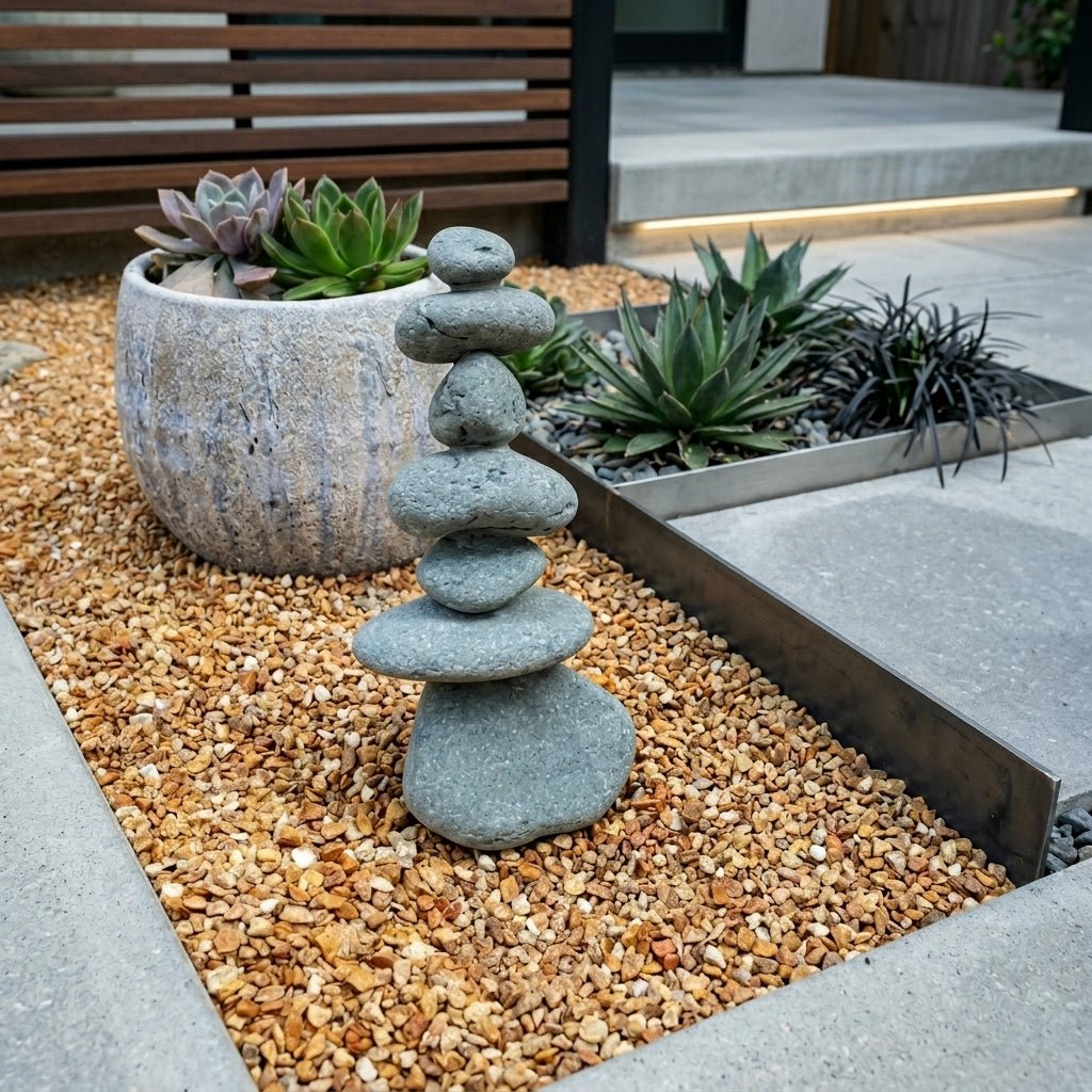 Handgefertigte Kalkstein Cairn Skulptur für Gartendekoration - Cairn - Gartenstatue - Voldeva
