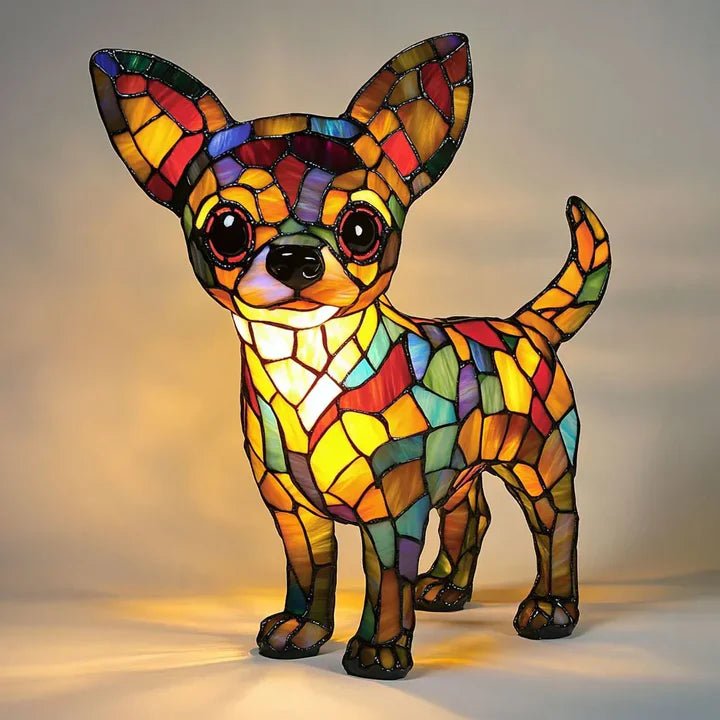 Handgefertigte Leuchtlampe in Hundeform - Tischlampen - Chihuahua - Voldeva