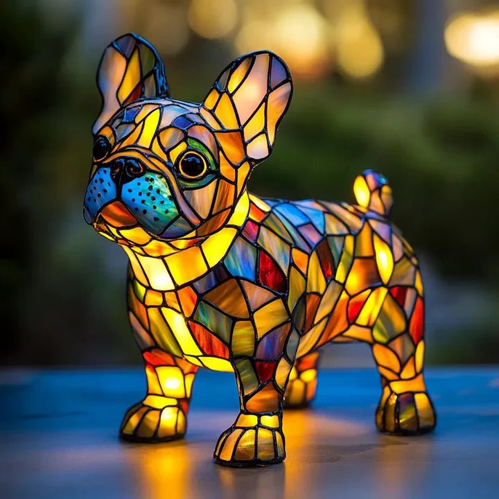 Handgefertigte Leuchtlampe in Hundeform - Tischlampen - Französische Bulldogge - Voldeva