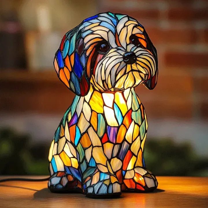 Handgefertigte Leuchtlampe in Hundeform - Tischlampen - Malteser - Voldeva