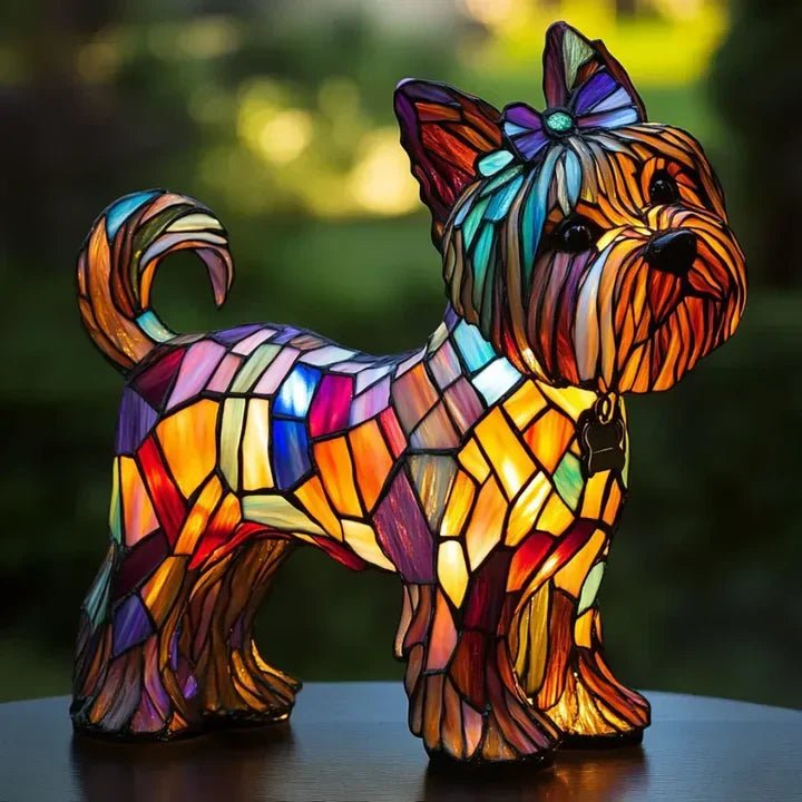 Handgefertigte Leuchtlampe in Hundeform - Tischlampen - Yorkshire Terrier - Voldeva