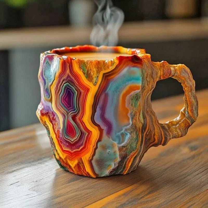 Handgefertigte - Tasse mit Isolierung und Mikrowellengeeignet - Becher - Vulkanrot - Voldeva