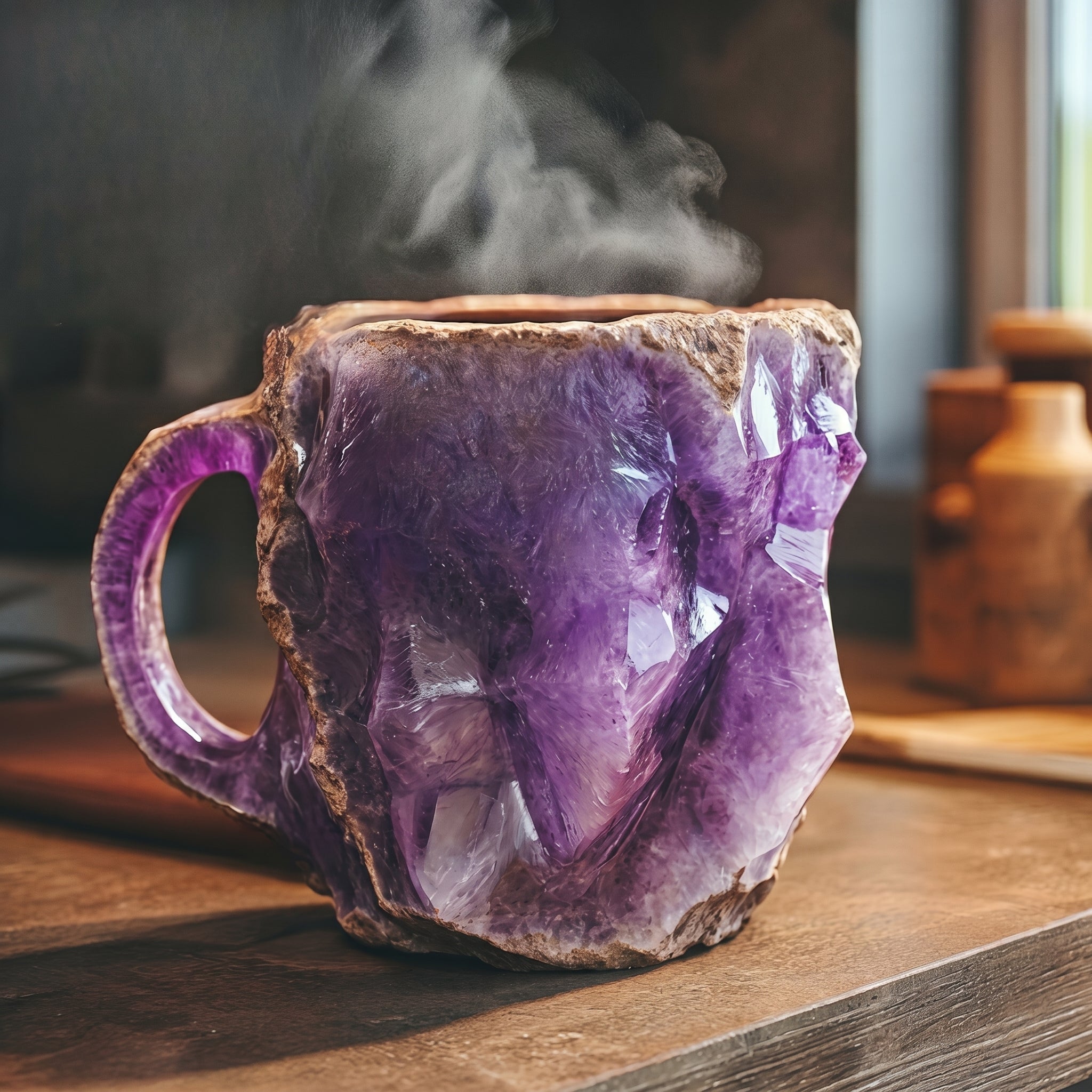 Handgefertigte - Tasse mit Isolierung und Mikrowellengeeignet - Becher - Amethyst - Voldeva