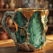 Handgefertigte - Tasse mit Isolierung und Mikrowellengeeignet - Becher - Grünes Erz - Voldeva