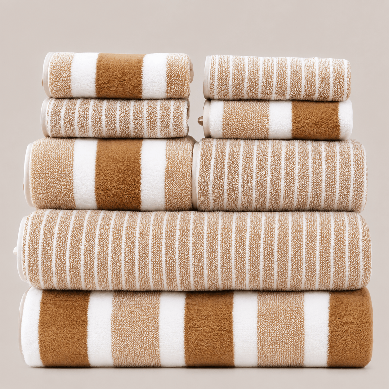 Handtuch Set aus weichem Vlies für Bad und Wellness - Towels - Karamell - Voldeva
