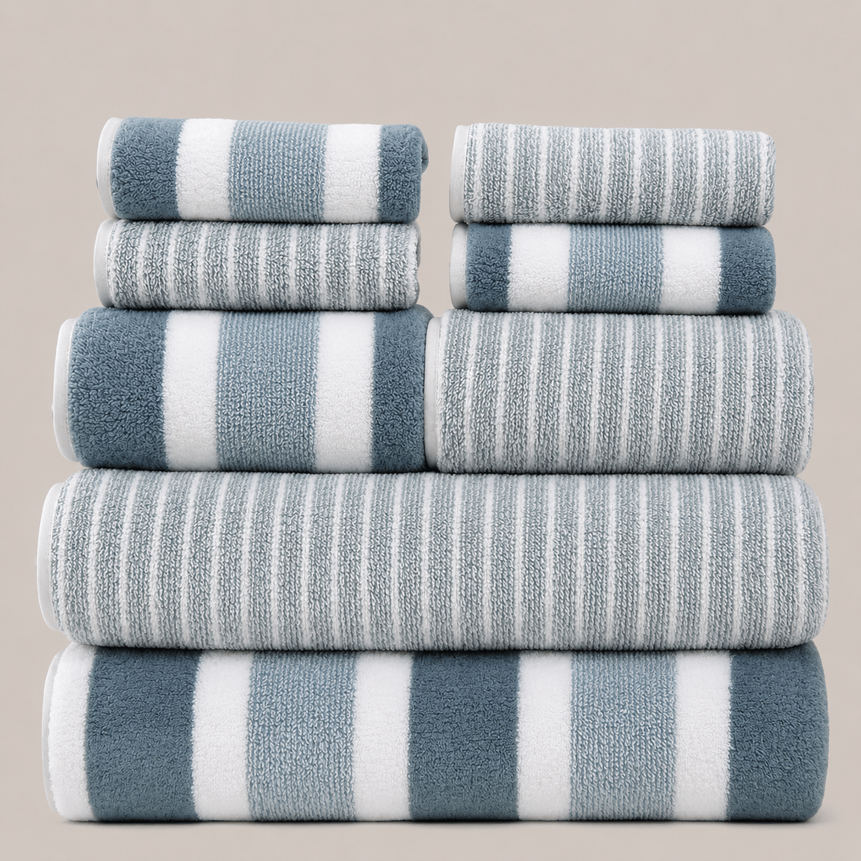 Handtuch Set aus weichem Vlies für Bad und Wellness - Towels - Blau - Voldeva