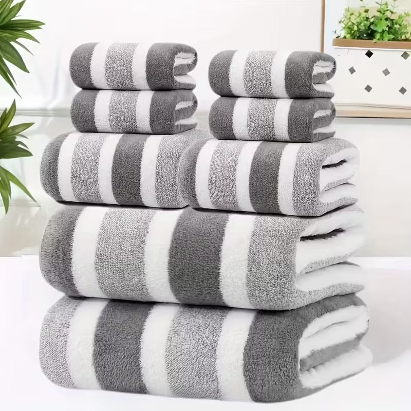 Handtuch Set aus weichem Vlies für Bad und Wellness - Handtuchsets - Grau - Voldeva