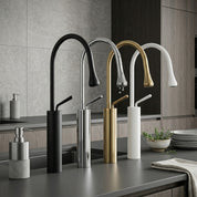 Hochhals - Waschtischarmatur mit Bogenschwung - Küchenspülenarmaturen - Schwarzgold - Voldeva