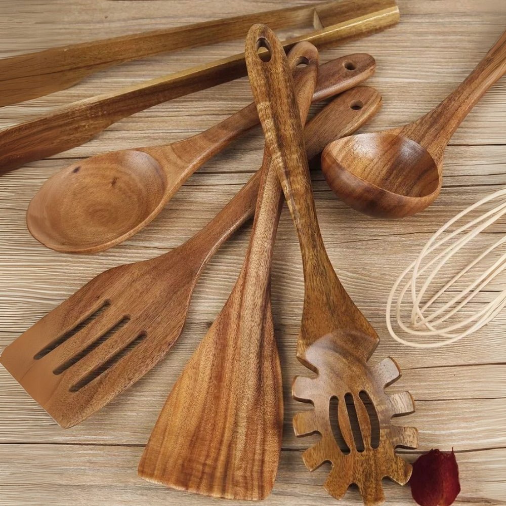 Holz Küchenhelfer Set Mit 7 Teilen Für Schonendes Kochen - Kochgeschirr - Set - Voldeva