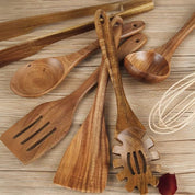 Holz Küchenhelfer Set Mit 7 Teilen Für Schonendes Kochen - Kochgeschirr - Set - Voldeva