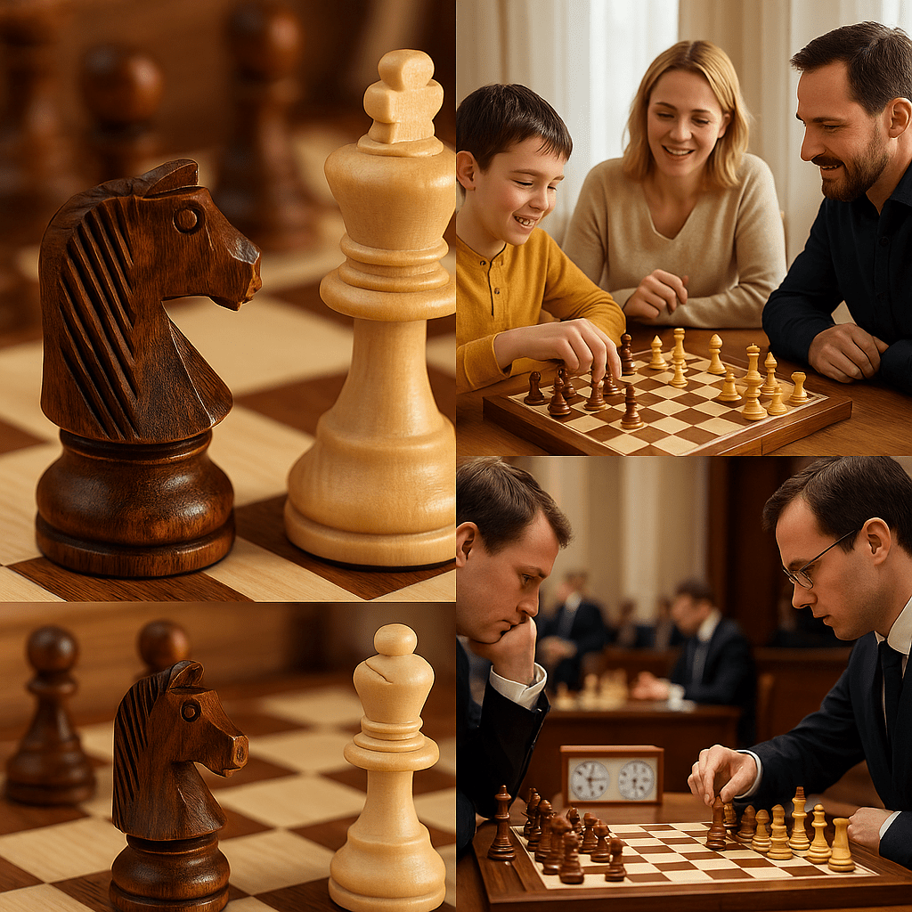 Holz Schachset Handgefertigt mit Aufbewahrungsbox - Schachbrett - Voldeva