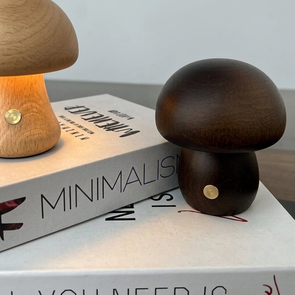 Holzlampe im Pilzdesign mit Warmlicht - Table Lamps - Großer heller Pilz - Voldeva