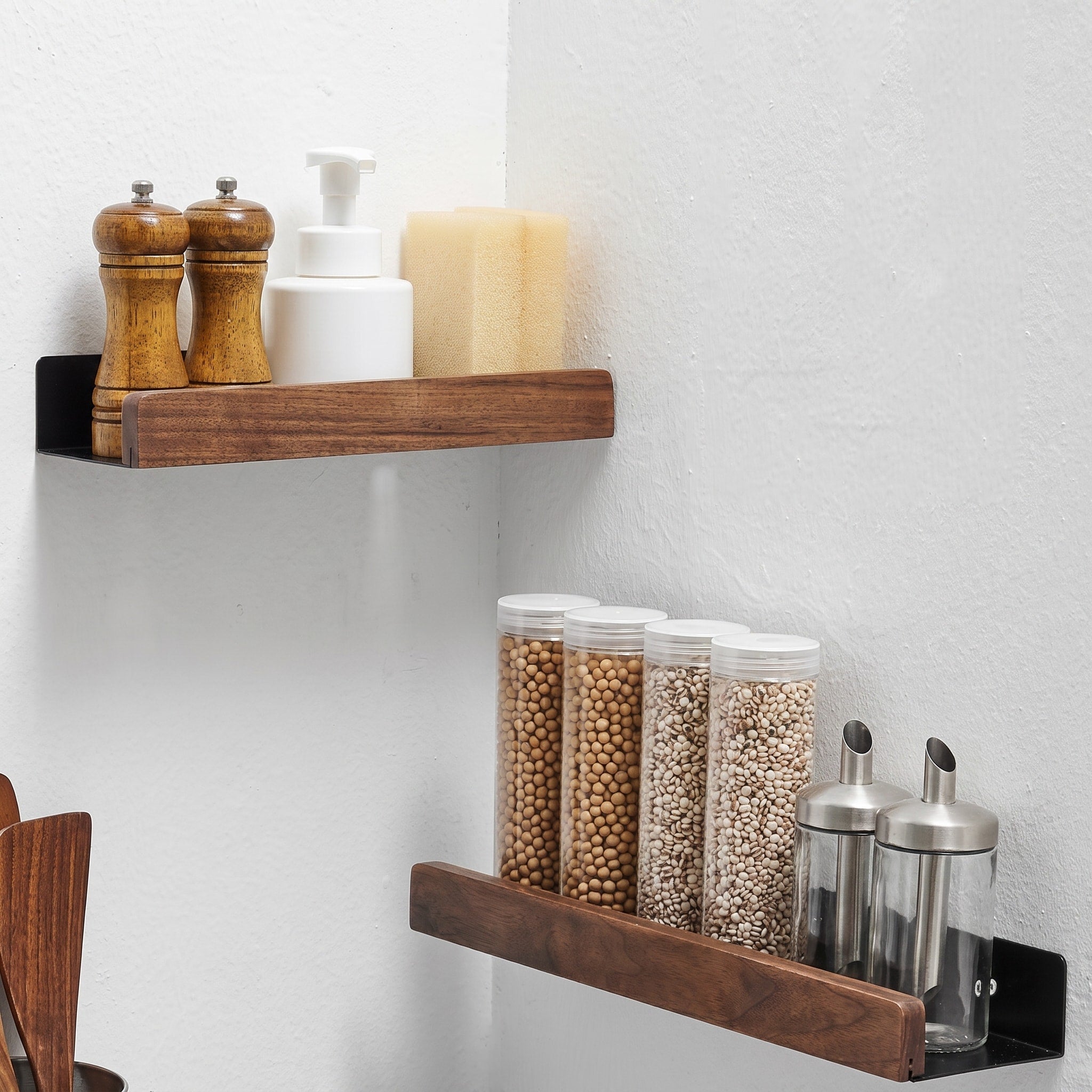 Holzoptik Wandregal Bad ohne Bohren - Rack Wall Shelves & Ledges - Braun - Voldeva