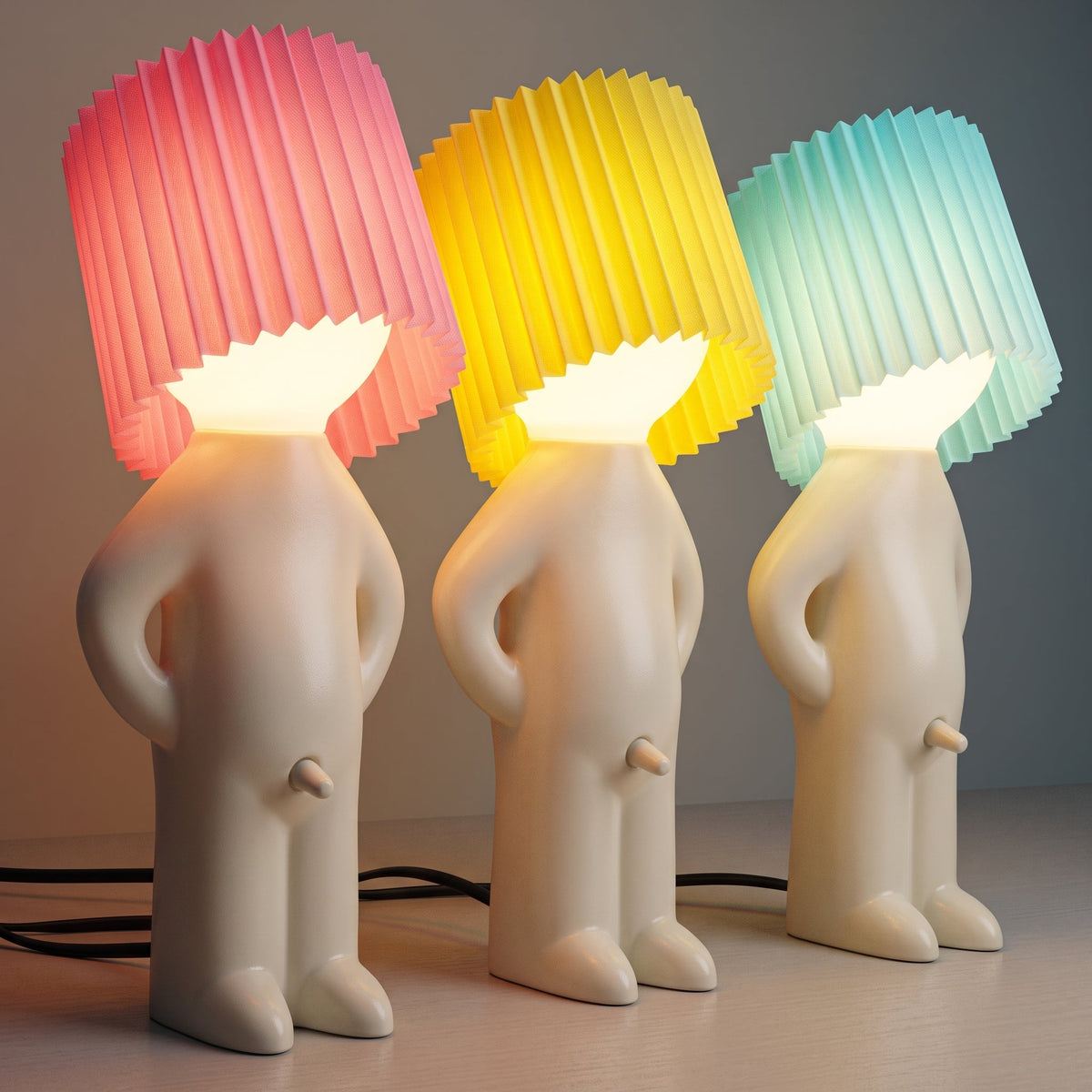 Human Figuren-Tischleuchte mit Plissee-Schirm - Table Lamps - Rot - Voldeva