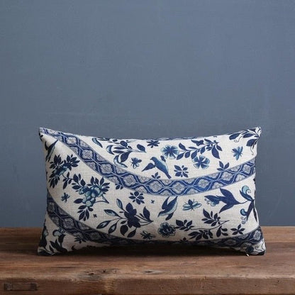 Imperial Blau – Luxuriöser Kissenbezug mit Traditionellem Chinesischem Porzellanmuster - Cushion - Voldeva