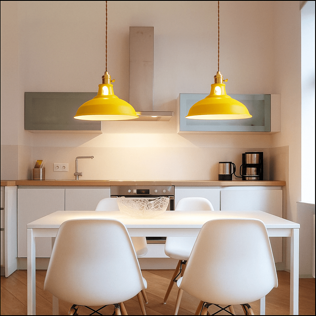 Industrielle Pendelleuchte im bunten Dome - Design - Pendants - Gelb - Voldeva