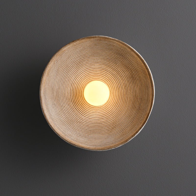 Japanische Holz - Wandleuchte – Minimalistisches rundes LED - Design - Wandleuchten - ∅ 20cm - Voldeva